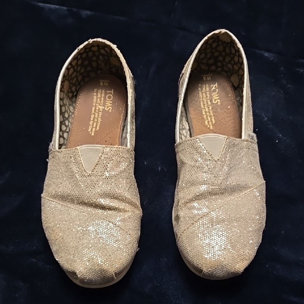 TOMS Silver Glitter Slip-On Shoes